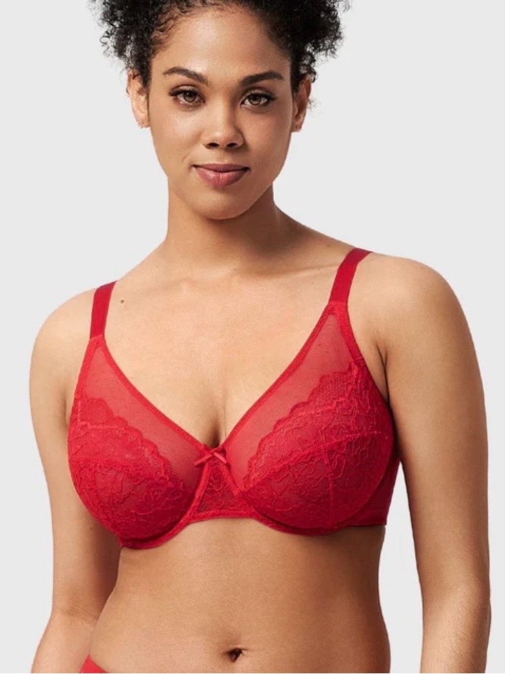 HSIA Enchante Unlined Non-padded Lace Underwire Bra Red Size 44D NWT